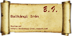 Balkányi Irén névjegykártya